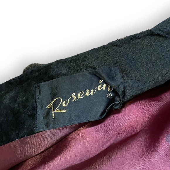 Vintage 60s Rosewin Black Penny Lane Brown Faux Fur Coat Mid Length Jacket - Picture 9 of 10